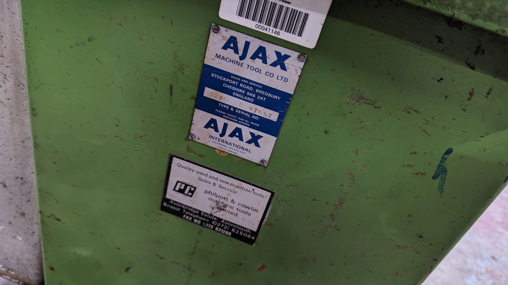 1989 Ajax lathe including tooling on the floor located to the left, as pictured - Image 9 of 16