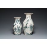 Two Chinese grisaille vases, one with a Jinhe __ mark, Fengxi Chaozhou kilns, 19/20th C.
