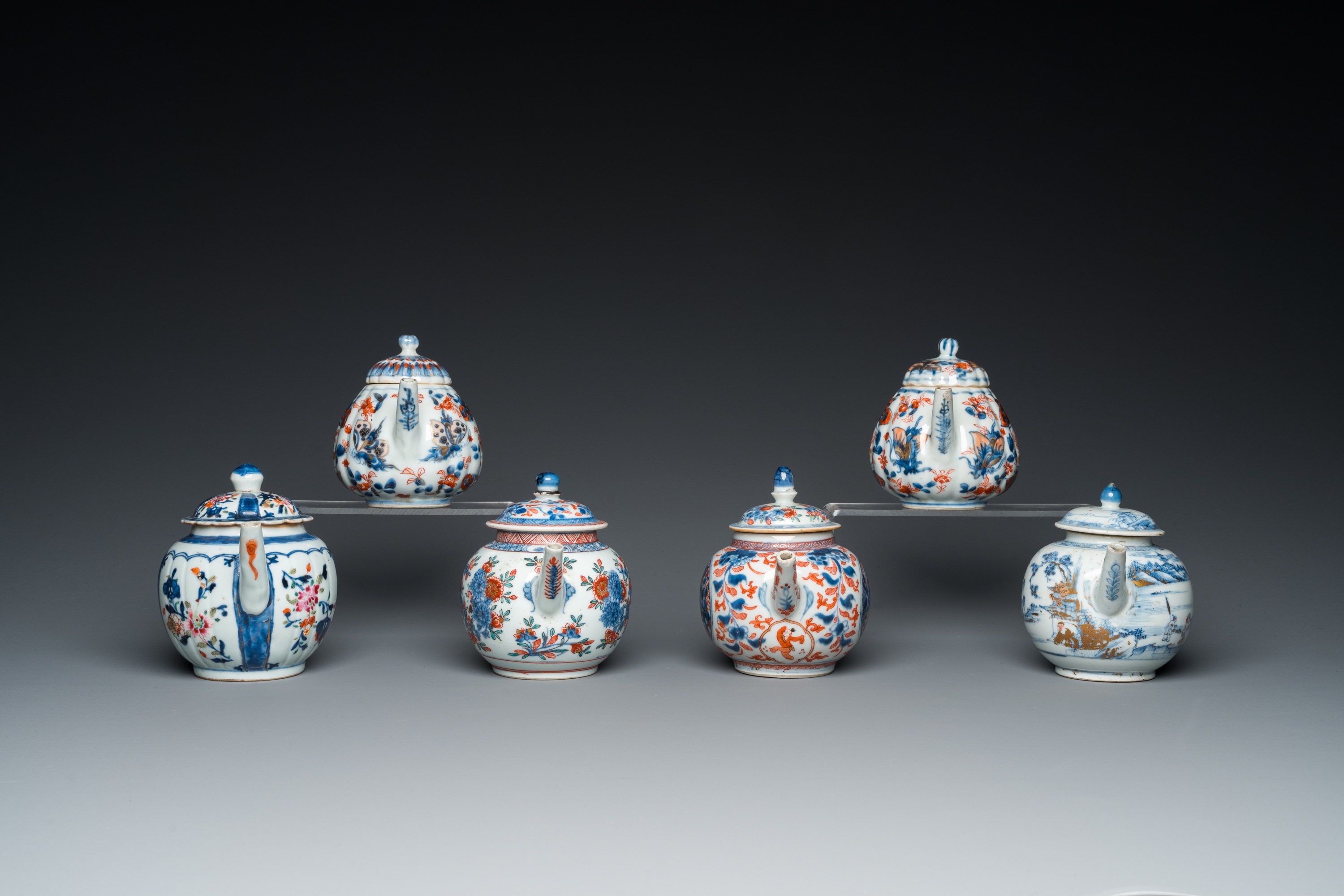 Six Chinese blue and white, famille verte and Imari-style teapots, Kangxi/Yongzheng - Image 5 of 9