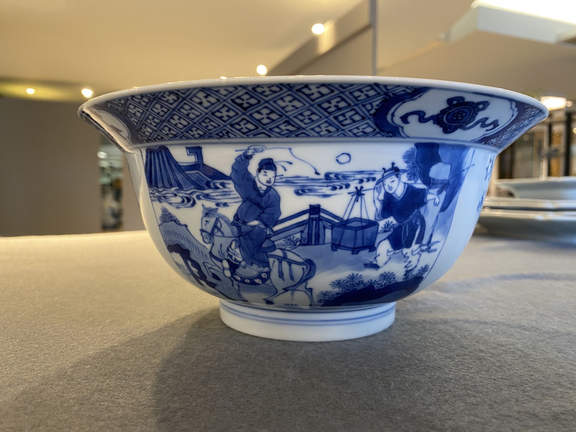 A Chinese blue and white 'poems' bowl, Kangxi mark and of the period - Image 9 of 25