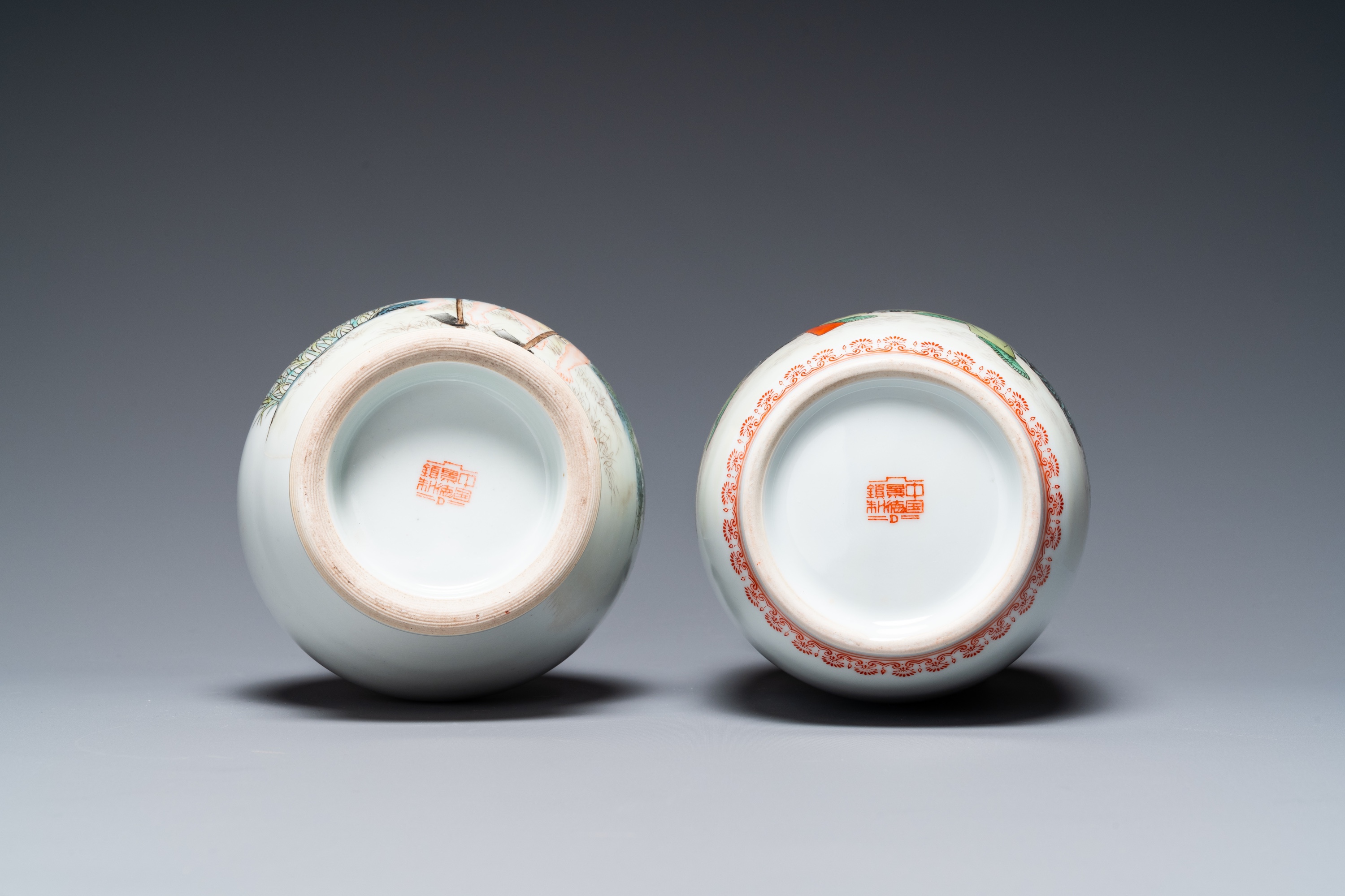 Four Chinese vases with Cultural Revolution design, one signed Wang Xiaolan ___ and dated 1972 - Image 7 of 40