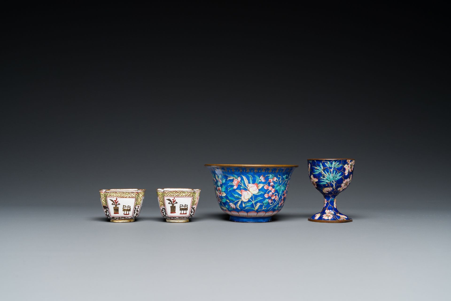 Seven Chinese Canton enamel wares, 18/19th C. - Image 7 of 9