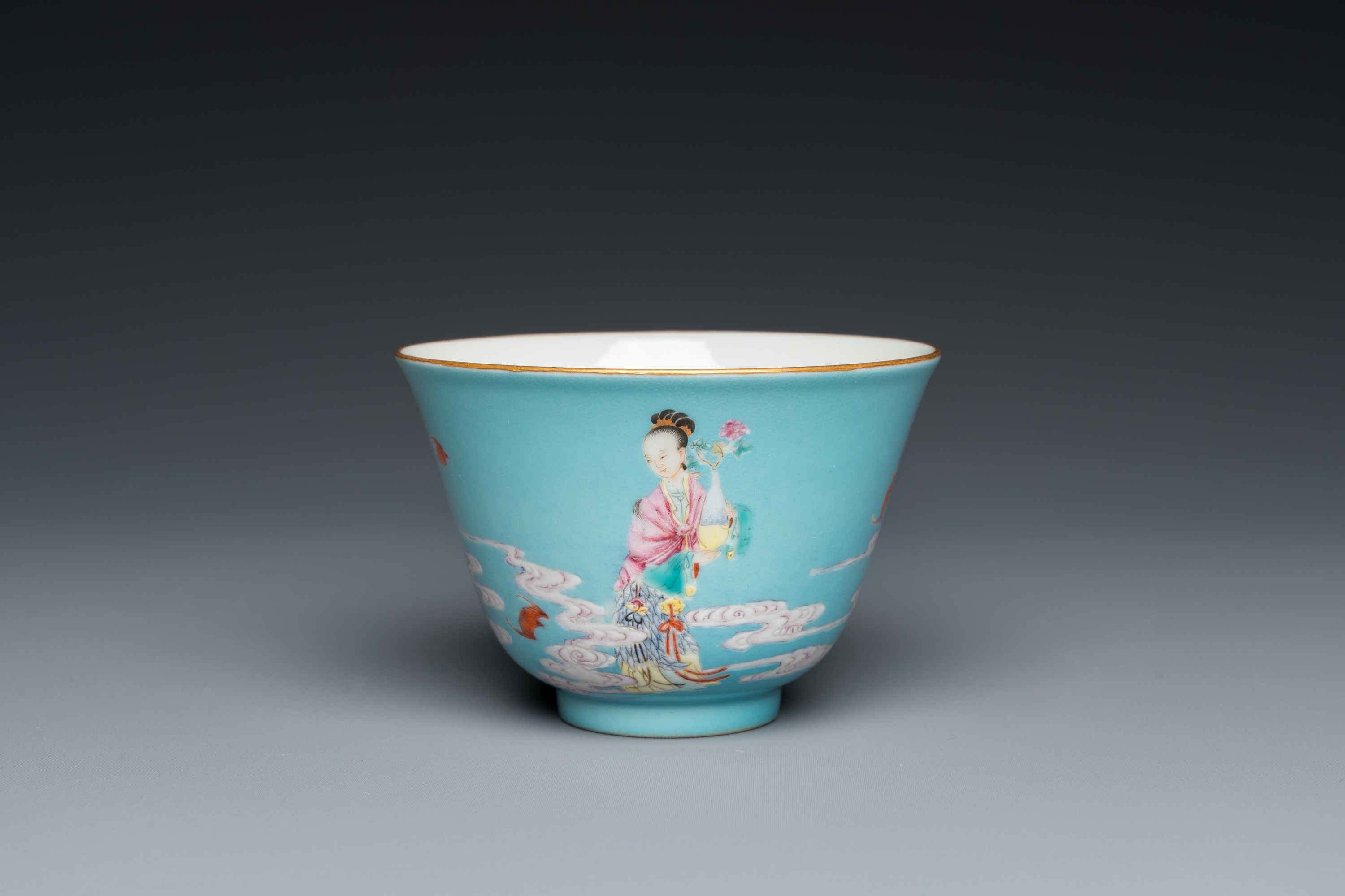 A fine Chinese turquoise-ground famille rose bowl, Yongzheng mark and possibly of the period - Image 2 of 23