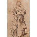 Jacques Callot (1592-1635): 'Noble lady holding a fan', study for an engraving from the series 'La N