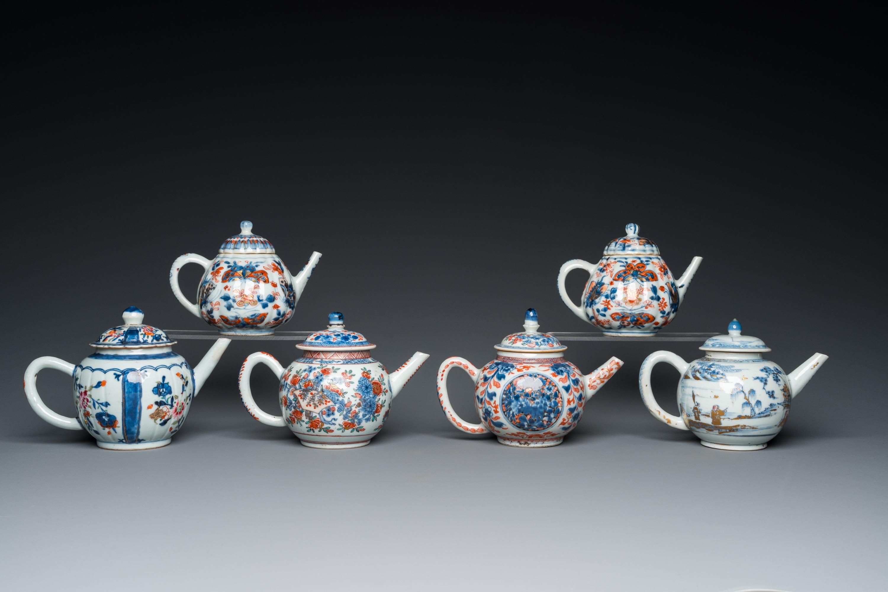 Six Chinese blue and white, famille verte and Imari-style teapots, Kangxi/Yongzheng - Image 4 of 9