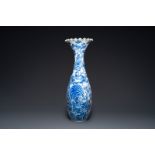 An exceptionally large blue and white Japanese Arita 'tigers' vase, Meiji, 19th C.