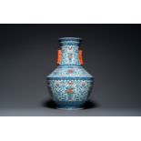 A large Chinese doucai 'hu' vase, Qianlong mark, 19th C.