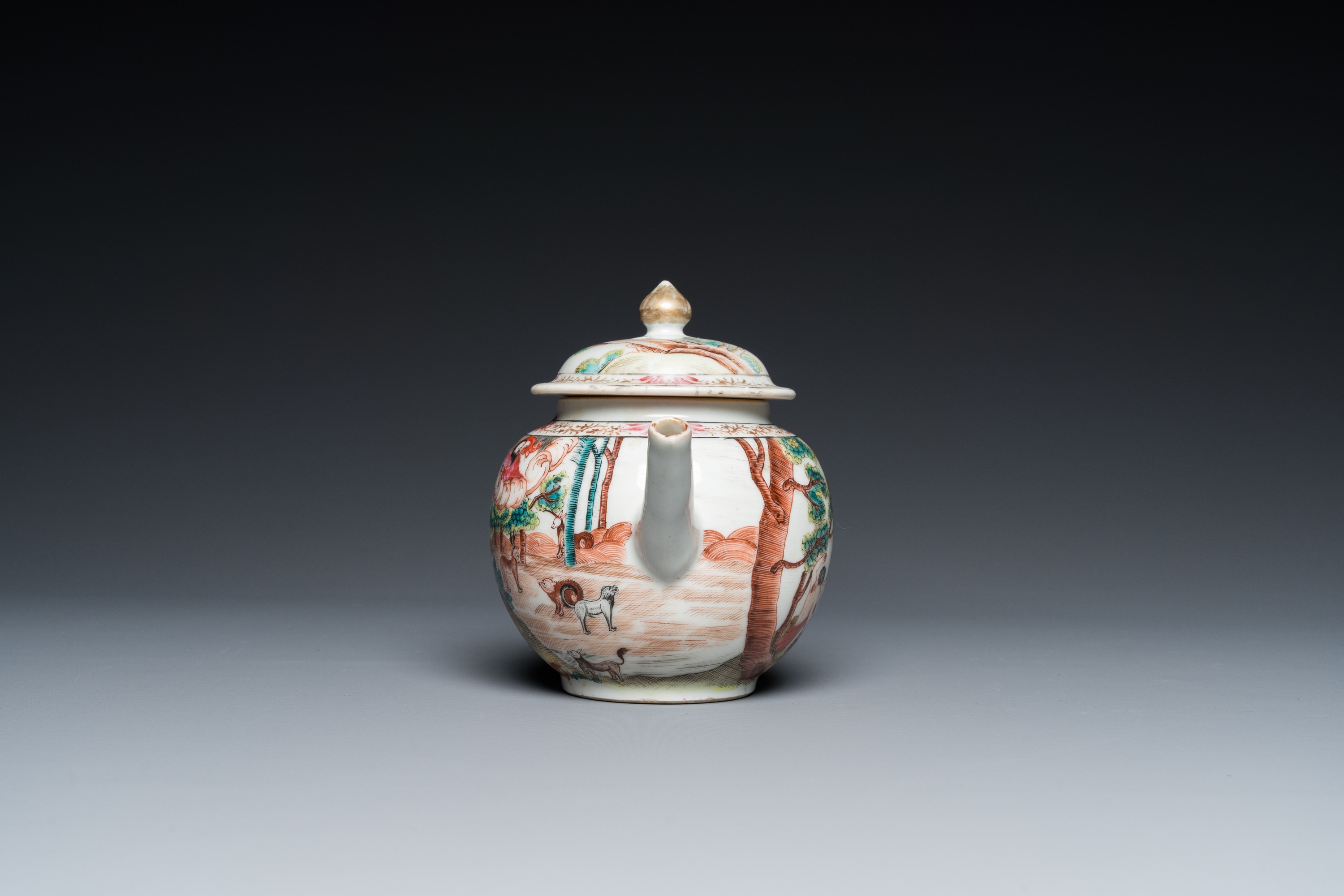 A rare Chinese famille rose 'Adam and Eve' teapot and cover, Qianlong - Image 5 of 28