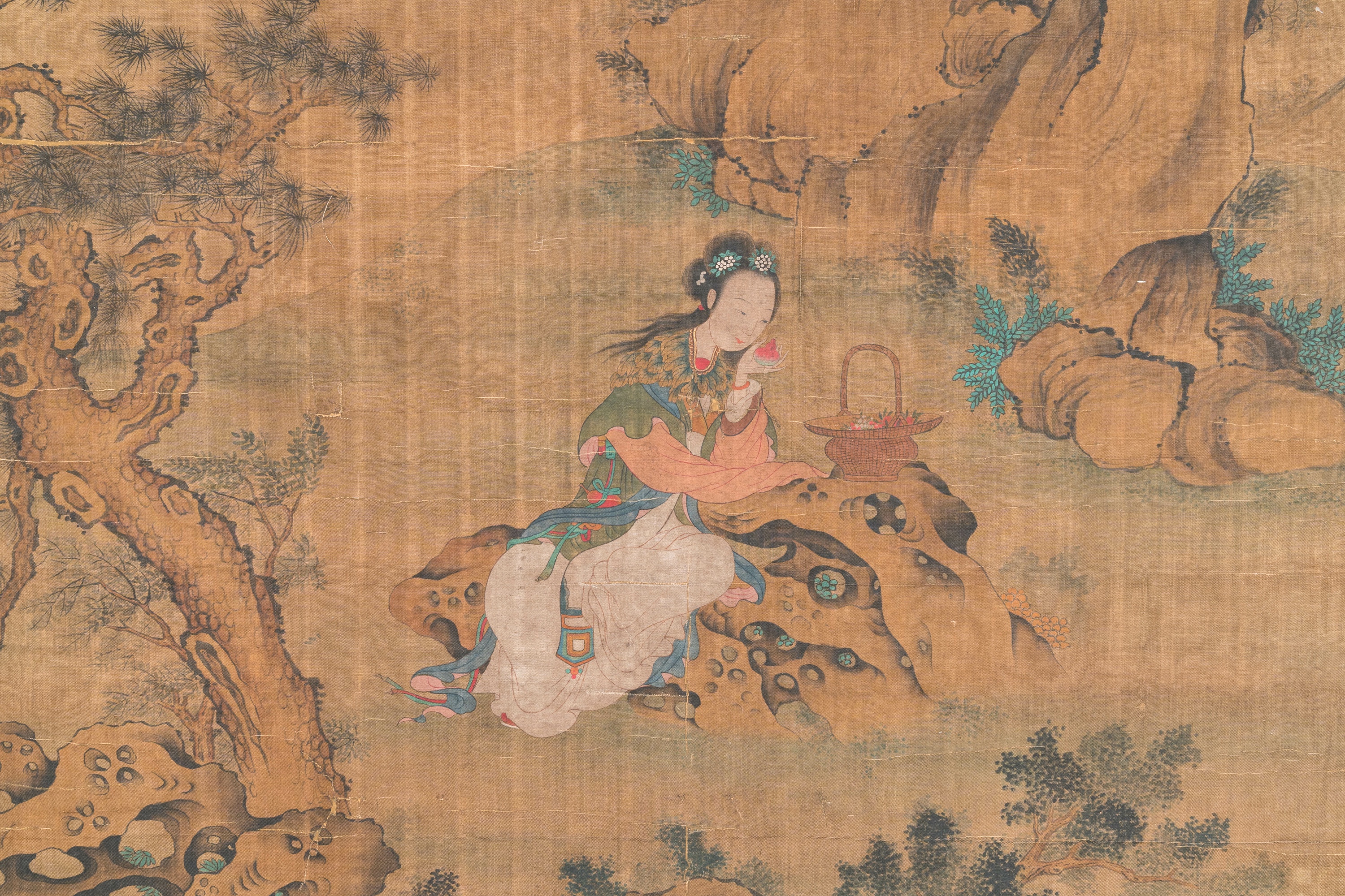 Chinese School: 'Lan Caihe ___', ink and colour on silk, 18/19th C. - Image 4 of 6