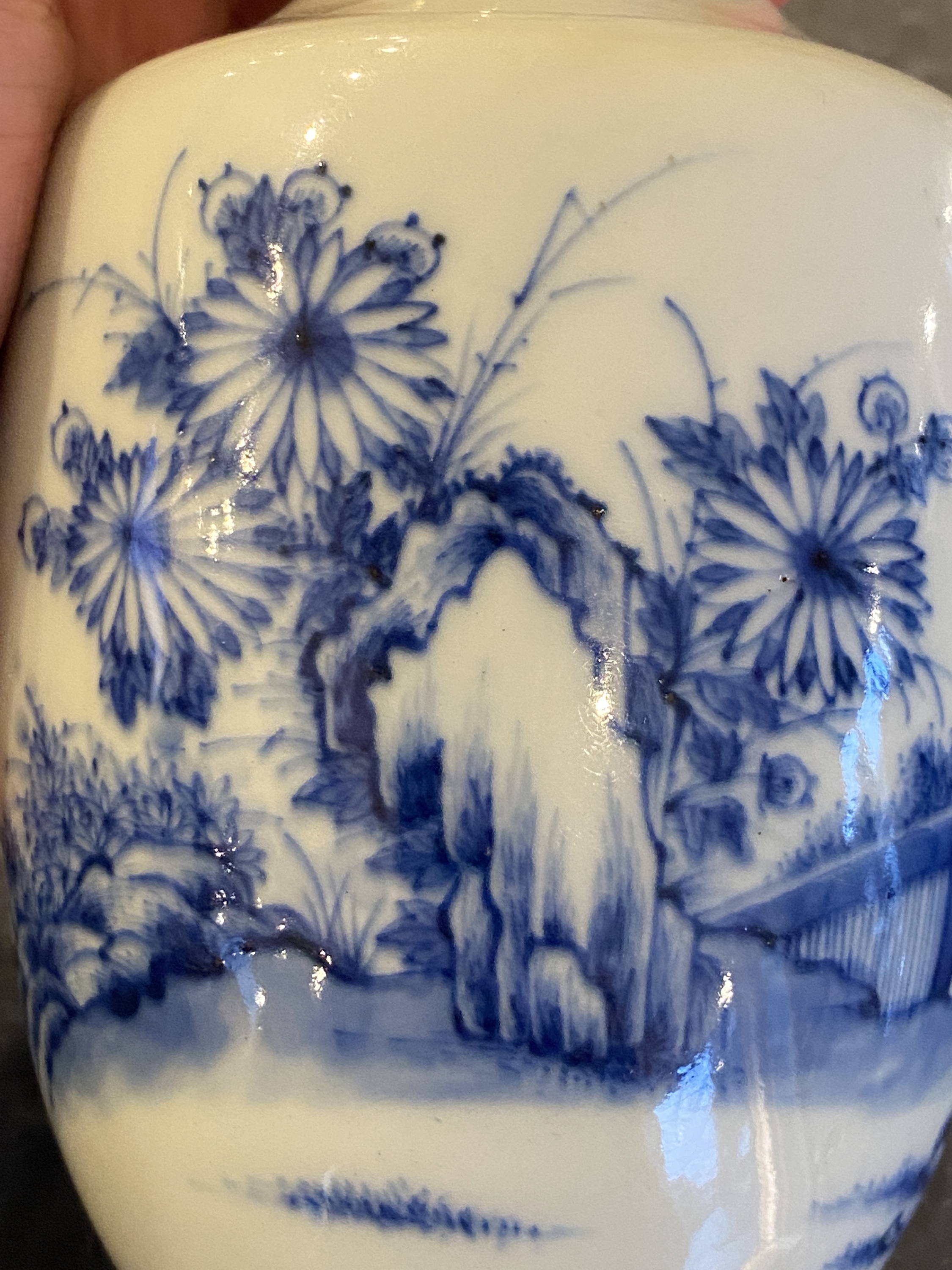 A Chinese blue and white 'monk and poem' vase, Kangxi - Image 15 of 19