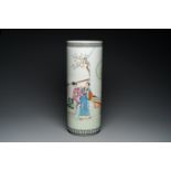 A Chinese cylindrical famillle rose vase, Republic