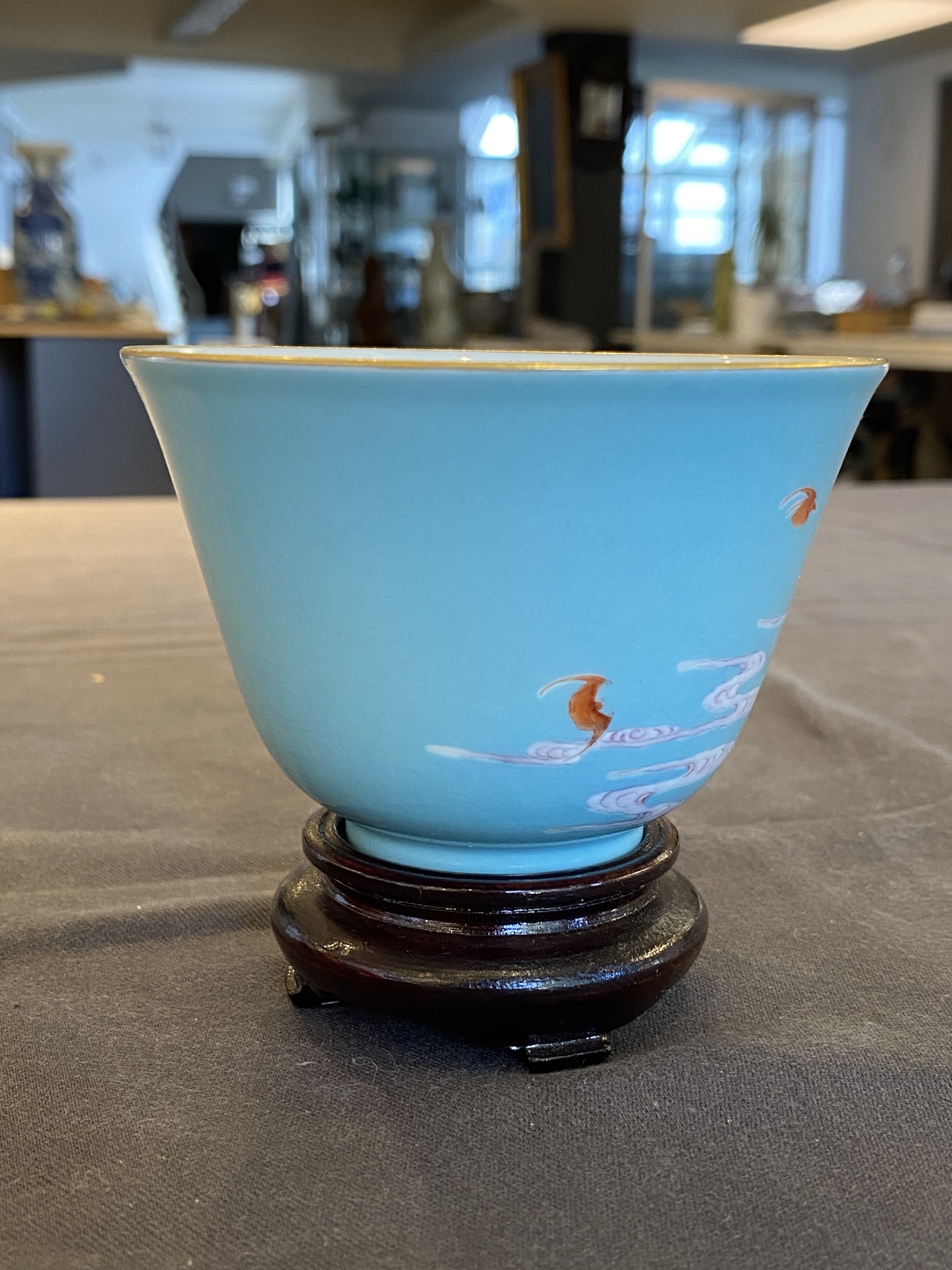 A fine Chinese turquoise-ground famille rose bowl, Yongzheng mark and possibly of the period - Image 11 of 23