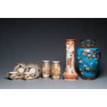 A collection of Japanese Satsuma and Kutani wares and a cloisonnŽ vase, Meiji, 19th C.