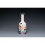 A Chinese famille rose 'Shou Lao' vase, Hongxian mark, 20th C.