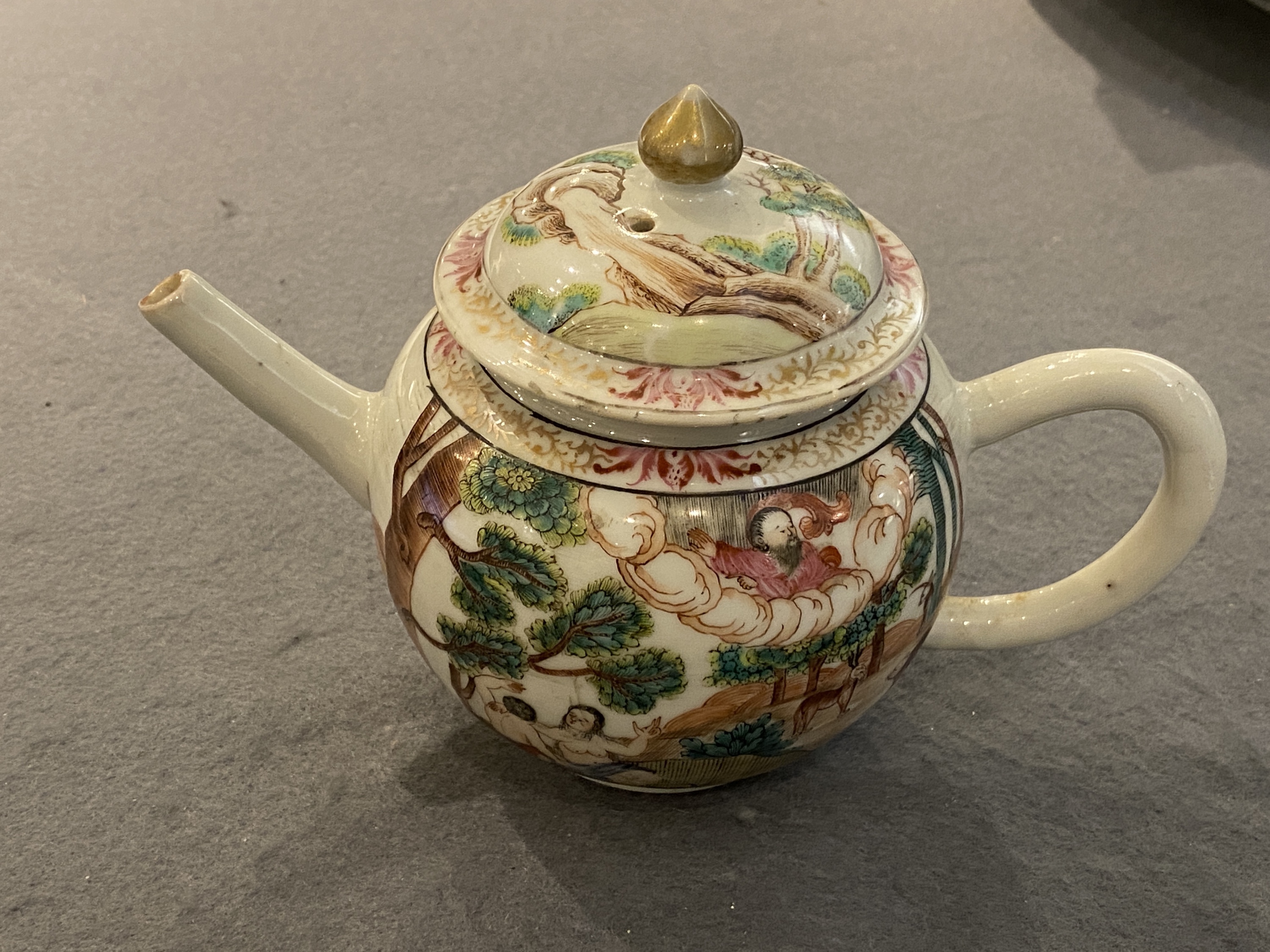 A rare Chinese famille rose 'Adam and Eve' teapot and cover, Qianlong - Image 8 of 28