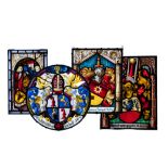 Four painted armorial subject glass-in-lead windows, Switzerland, 19th C.