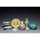 A varied collection of Chinese famille rose and qianjiang cai porcelain, 19/20th C.