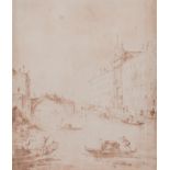 Francesco Guardi (1712-1792, attr. to): View of the Rio dei Mendicanti, Venice, brown ink on paper,