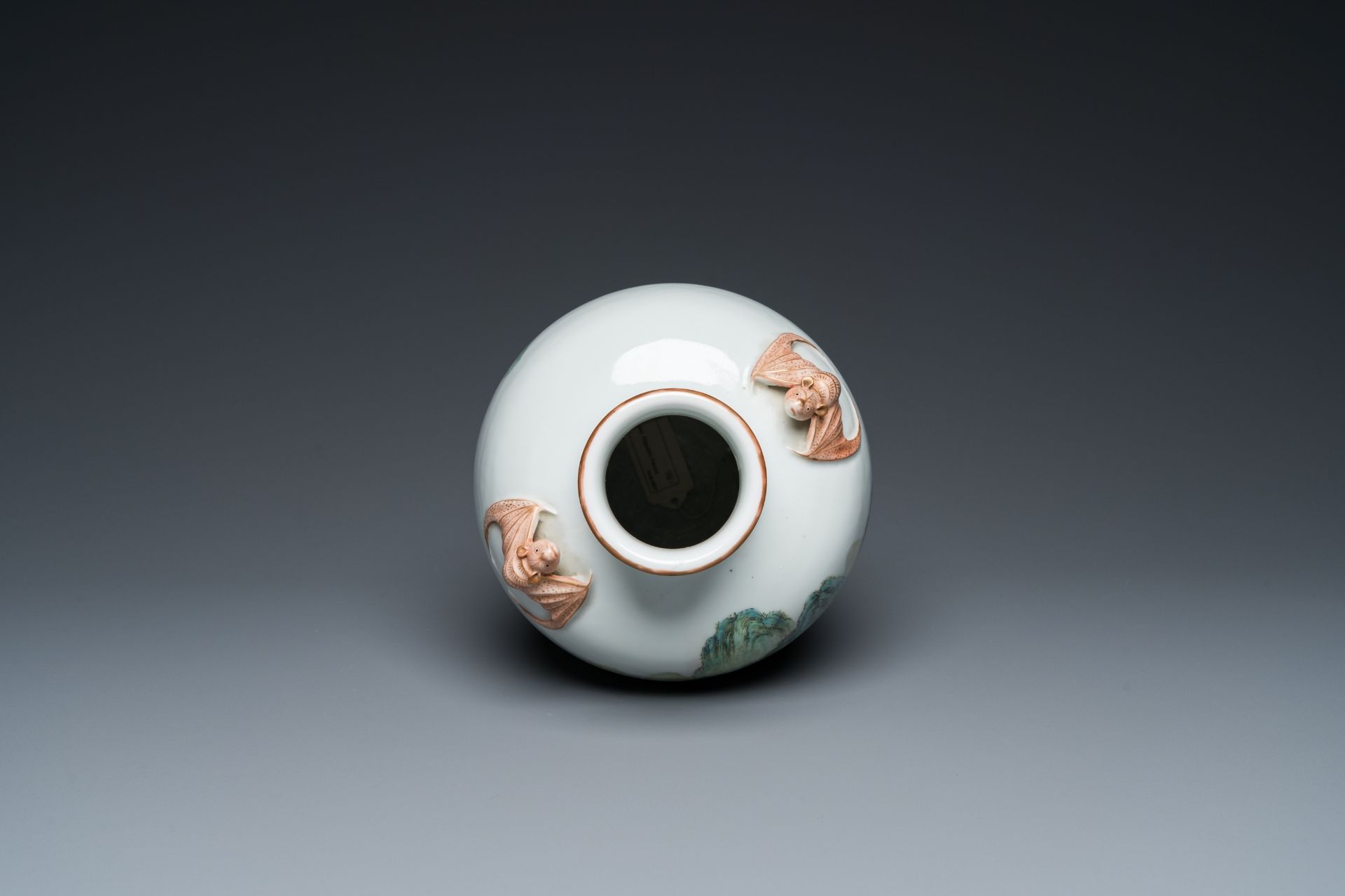 A Chinese famille verte 'meiping' vase with a fine landscape, Republic - Image 5 of 6