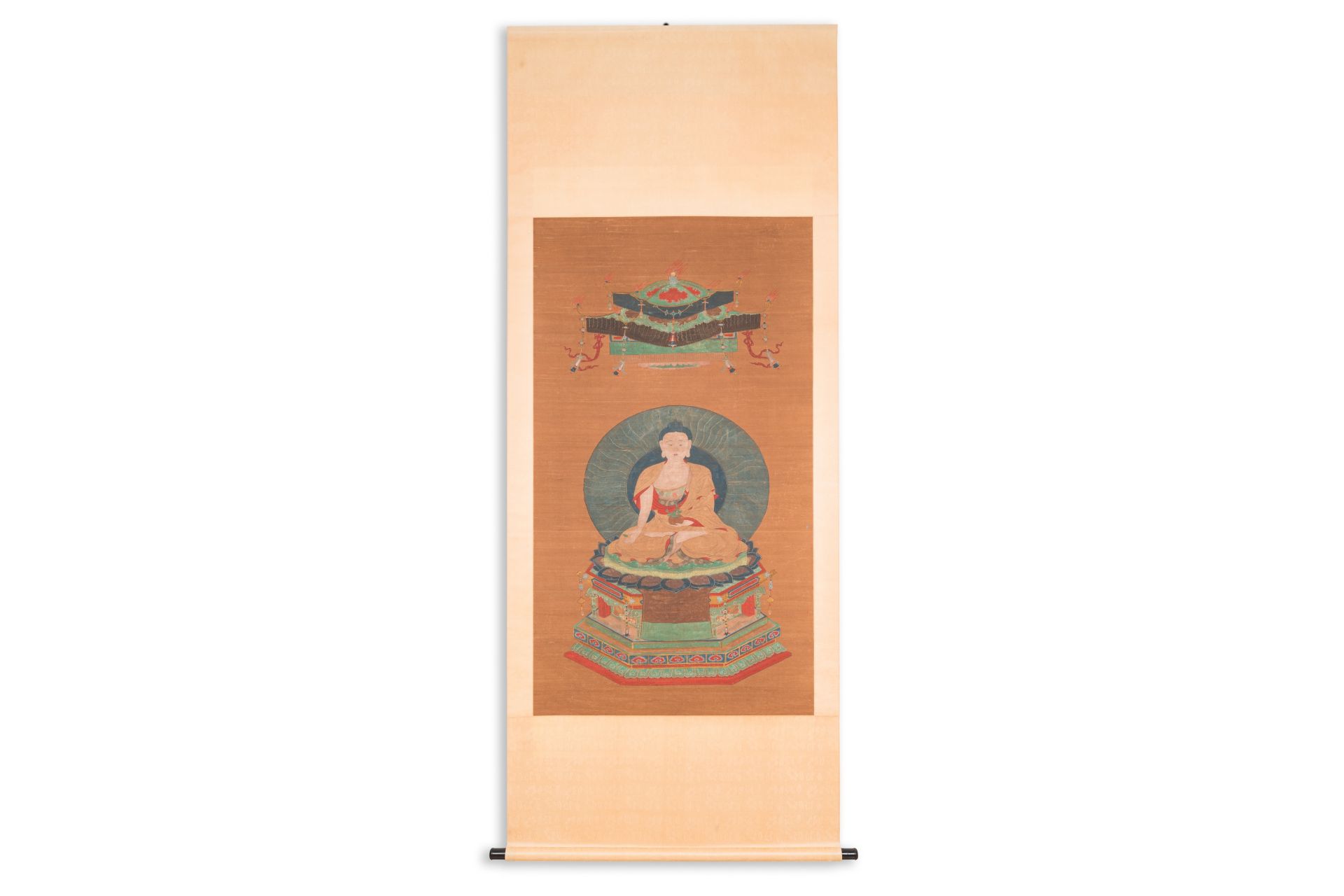 Chinese school: 'Bhaishajyaguru' or 'Medicine Buddha', ink and colour on silk, probably 19th C. - Bild 6 aus 6