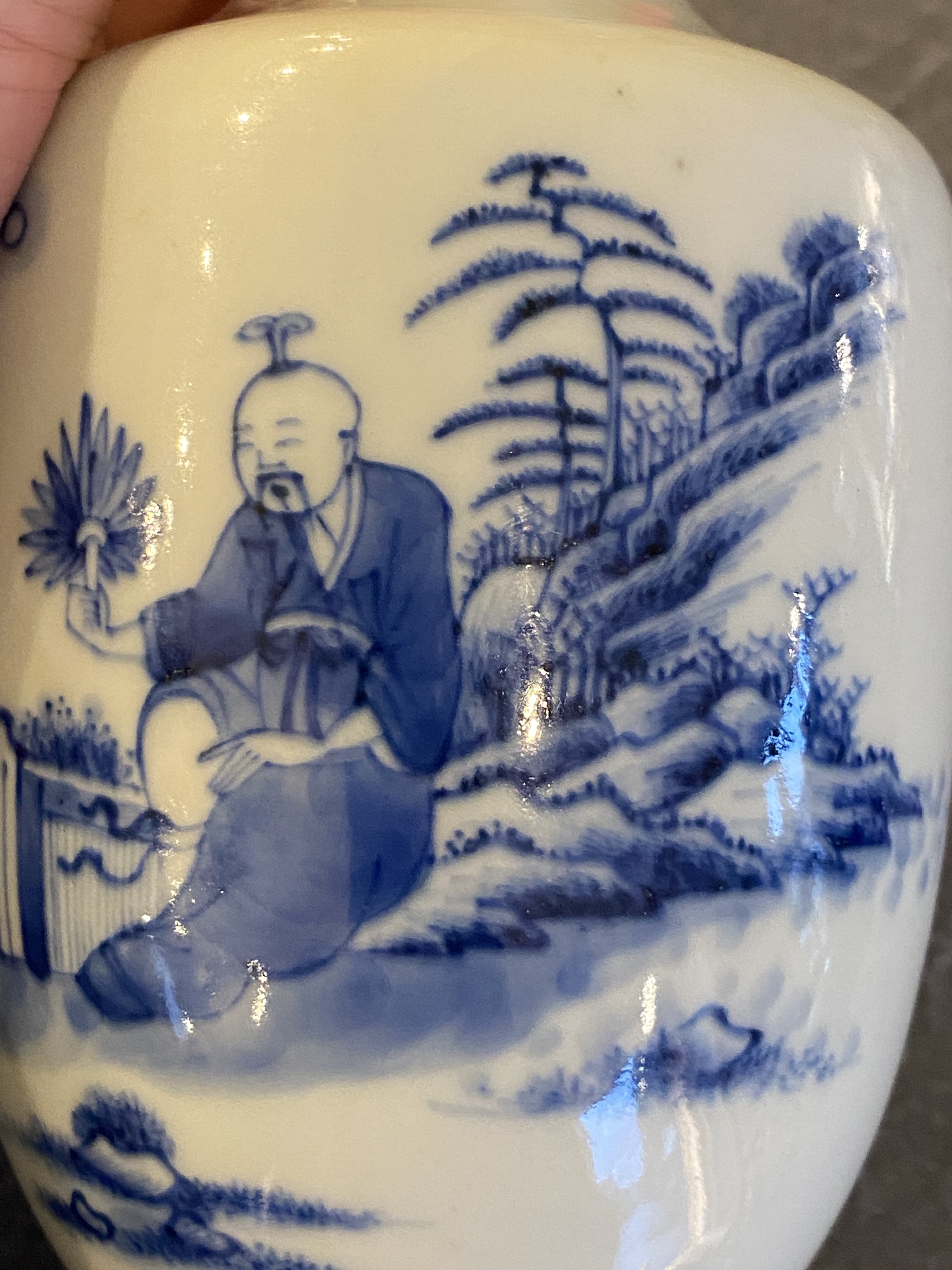 A Chinese blue and white 'monk and poem' vase, Kangxi - Image 17 of 19