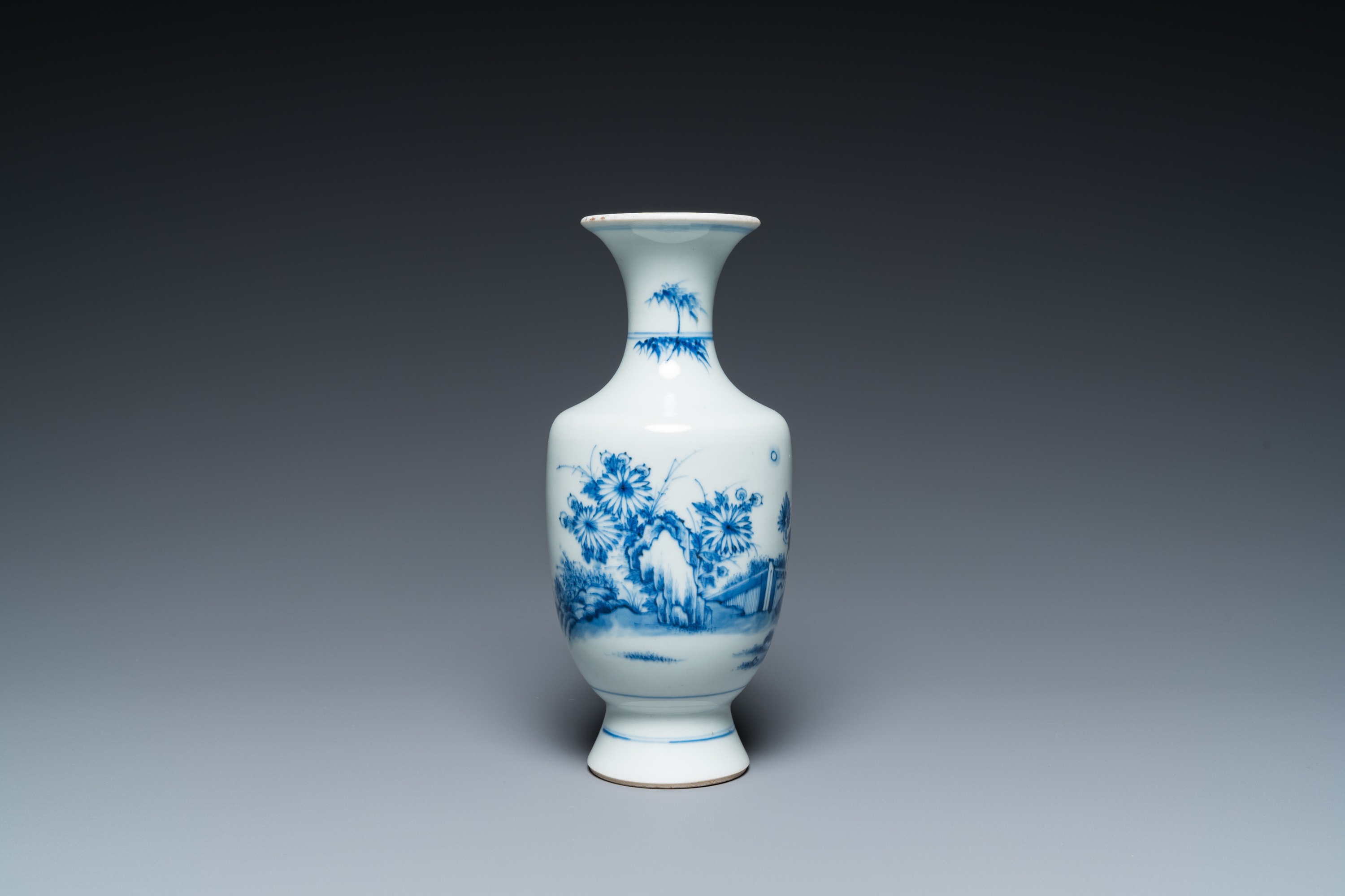 A Chinese blue and white 'monk and poem' vase, Kangxi - Image 2 of 19