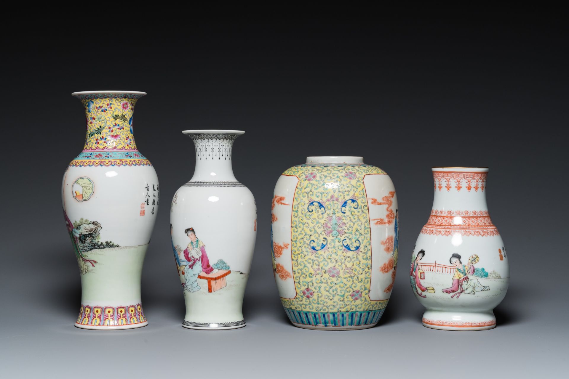 Four Chinese famille rose vases, 20th C. - Image 5 of 7