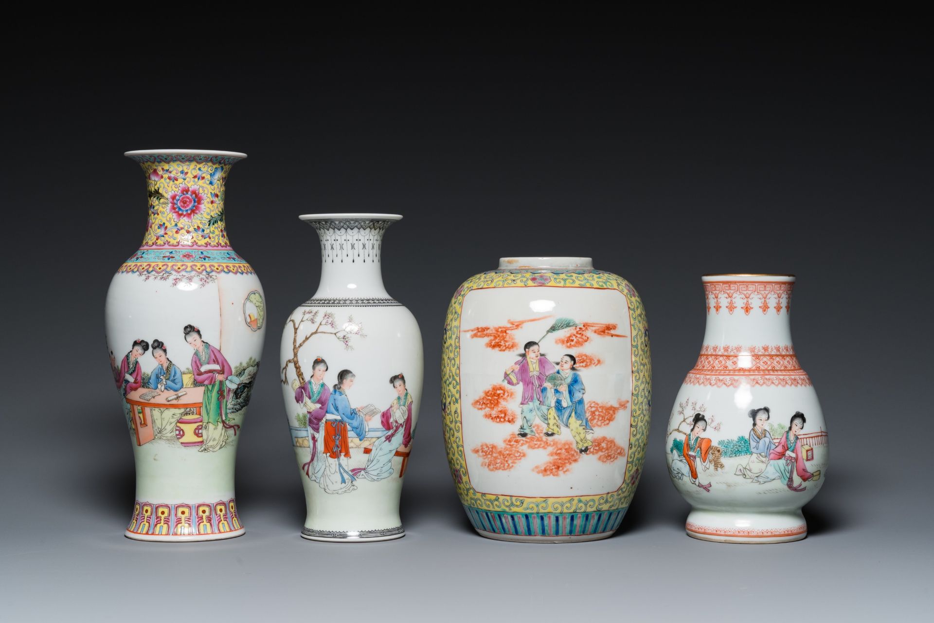 Four Chinese famille rose vases, 20th C. - Image 2 of 7