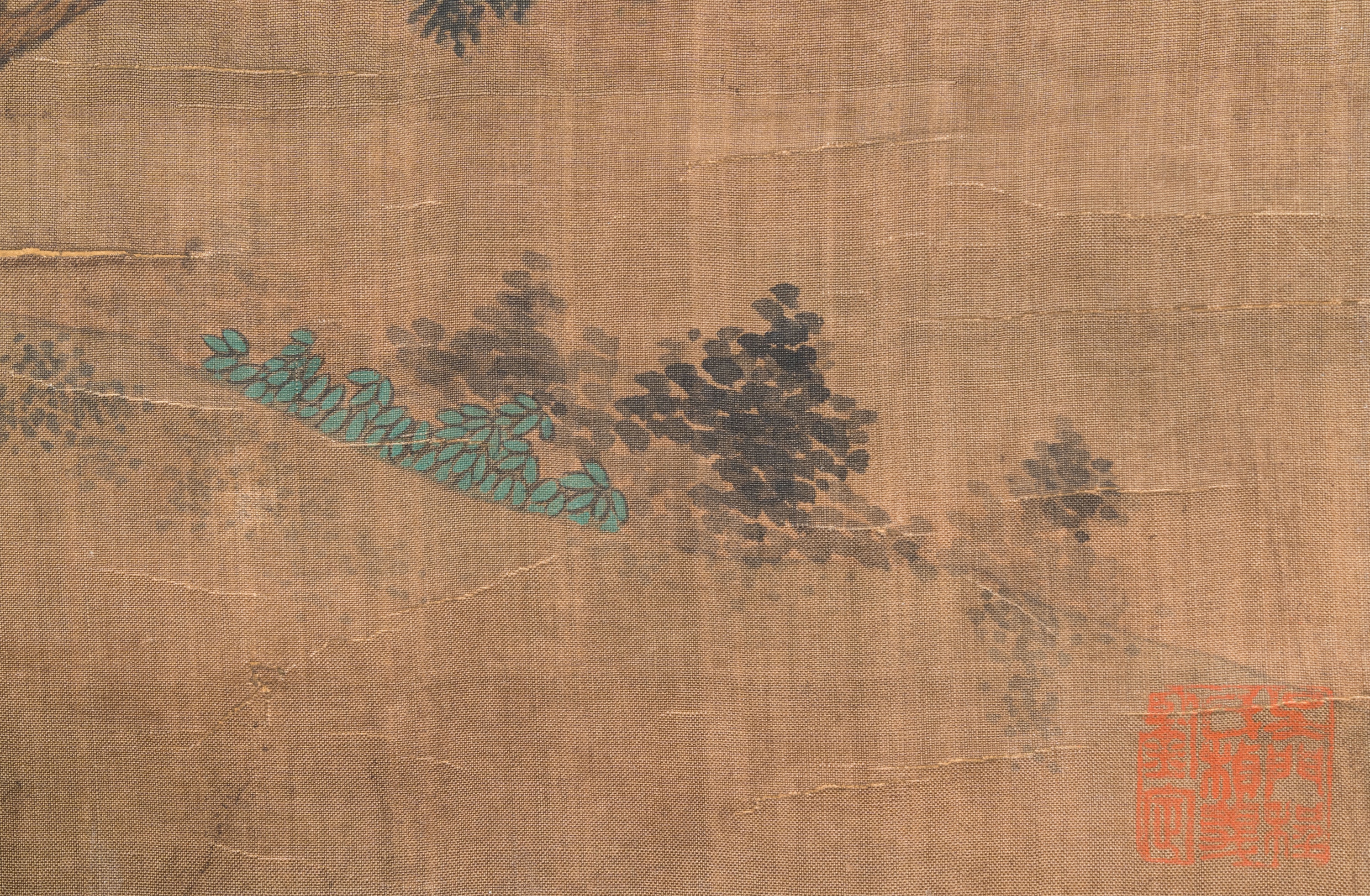 Chinese School: 'Lan Caihe ___', ink and colour on silk, 18/19th C. - Image 6 of 6