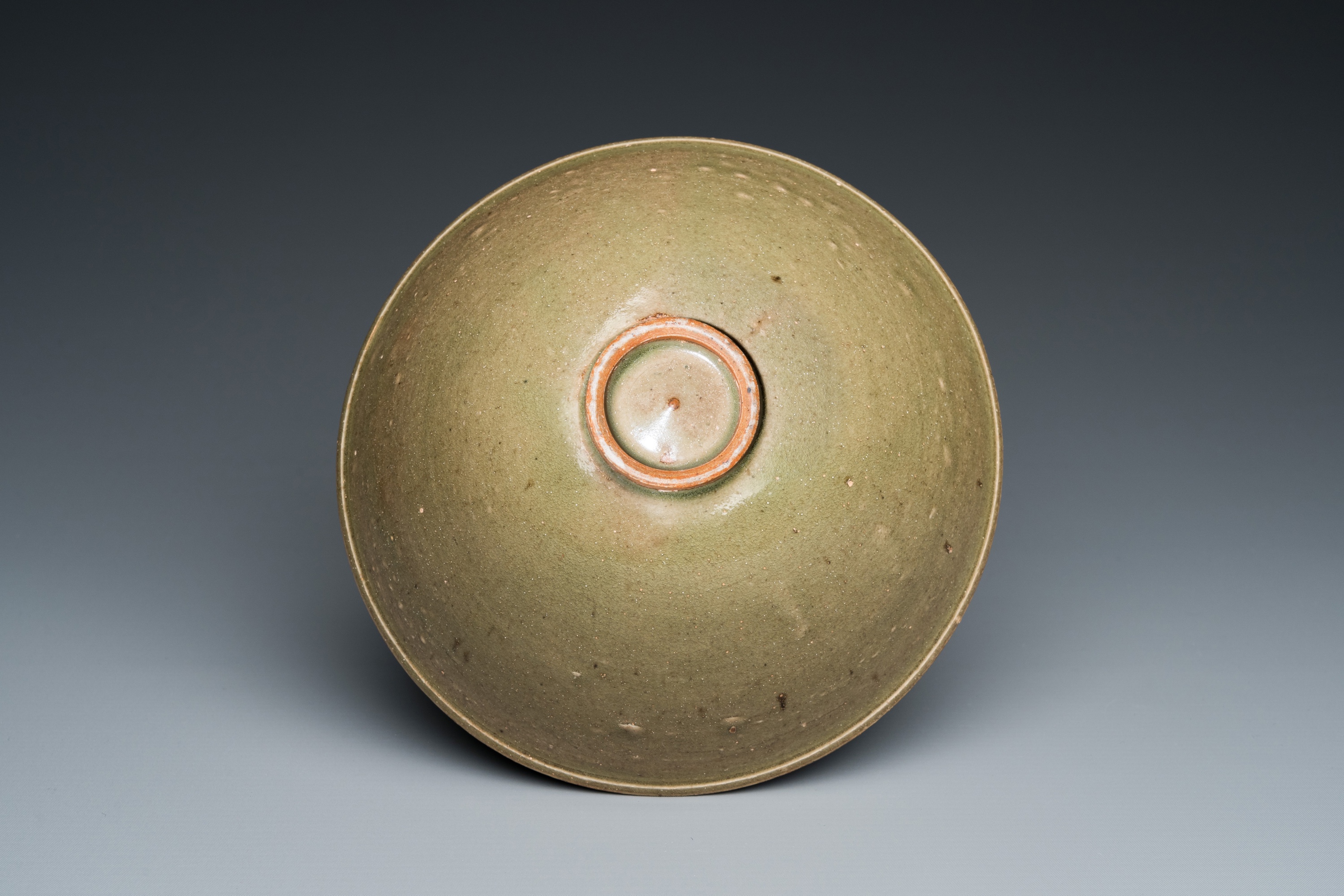 A Chinese Yaozhou celadon bowl with underglaze floral design, probably Ming - Image 7 of 7