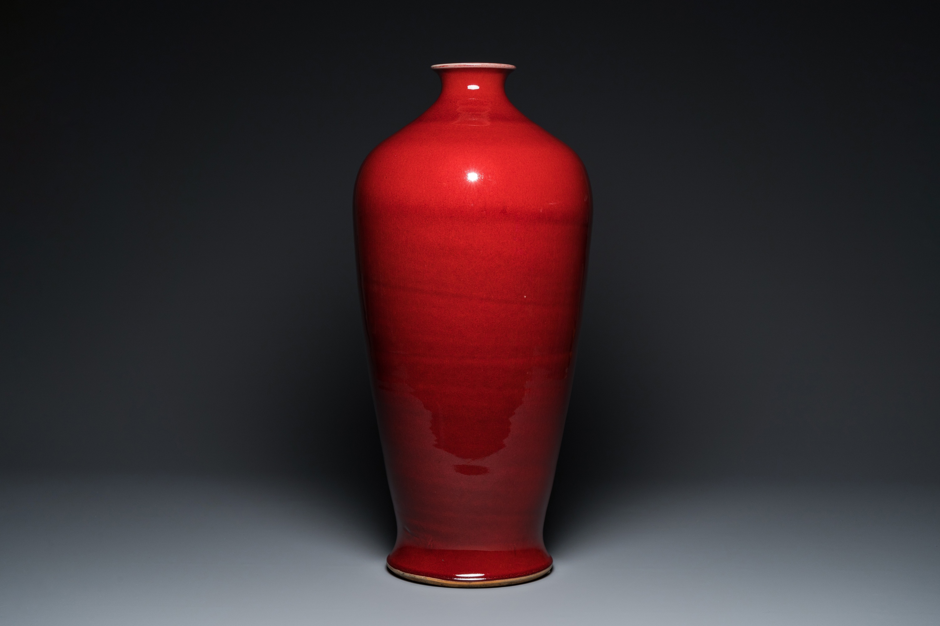 A large Chinese sang-de-boeuf-glazed 'meiping' vase, 20th C. - Image 4 of 6