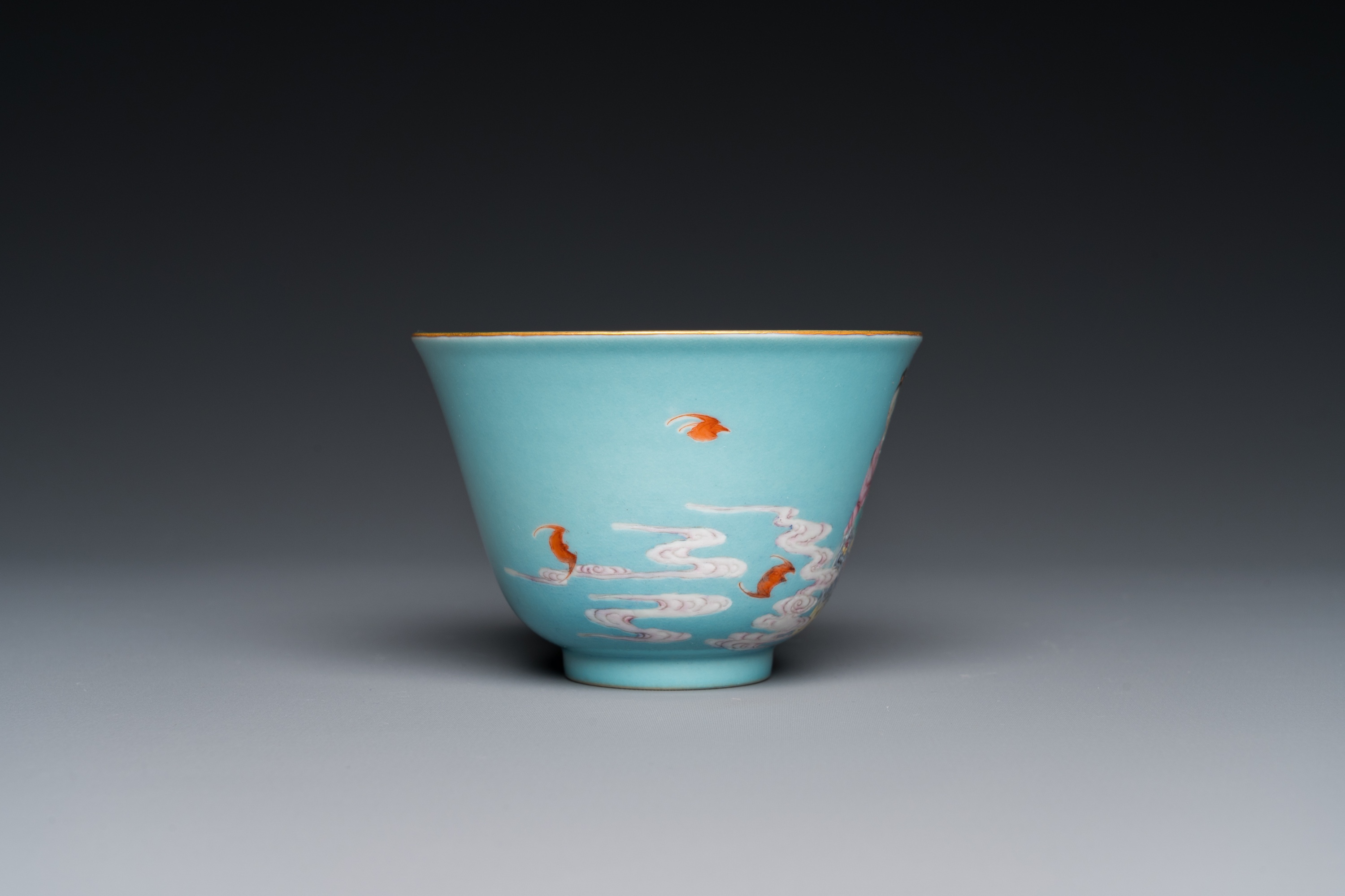 A fine Chinese turquoise-ground famille rose bowl, Yongzheng mark and possibly of the period - Image 6 of 23