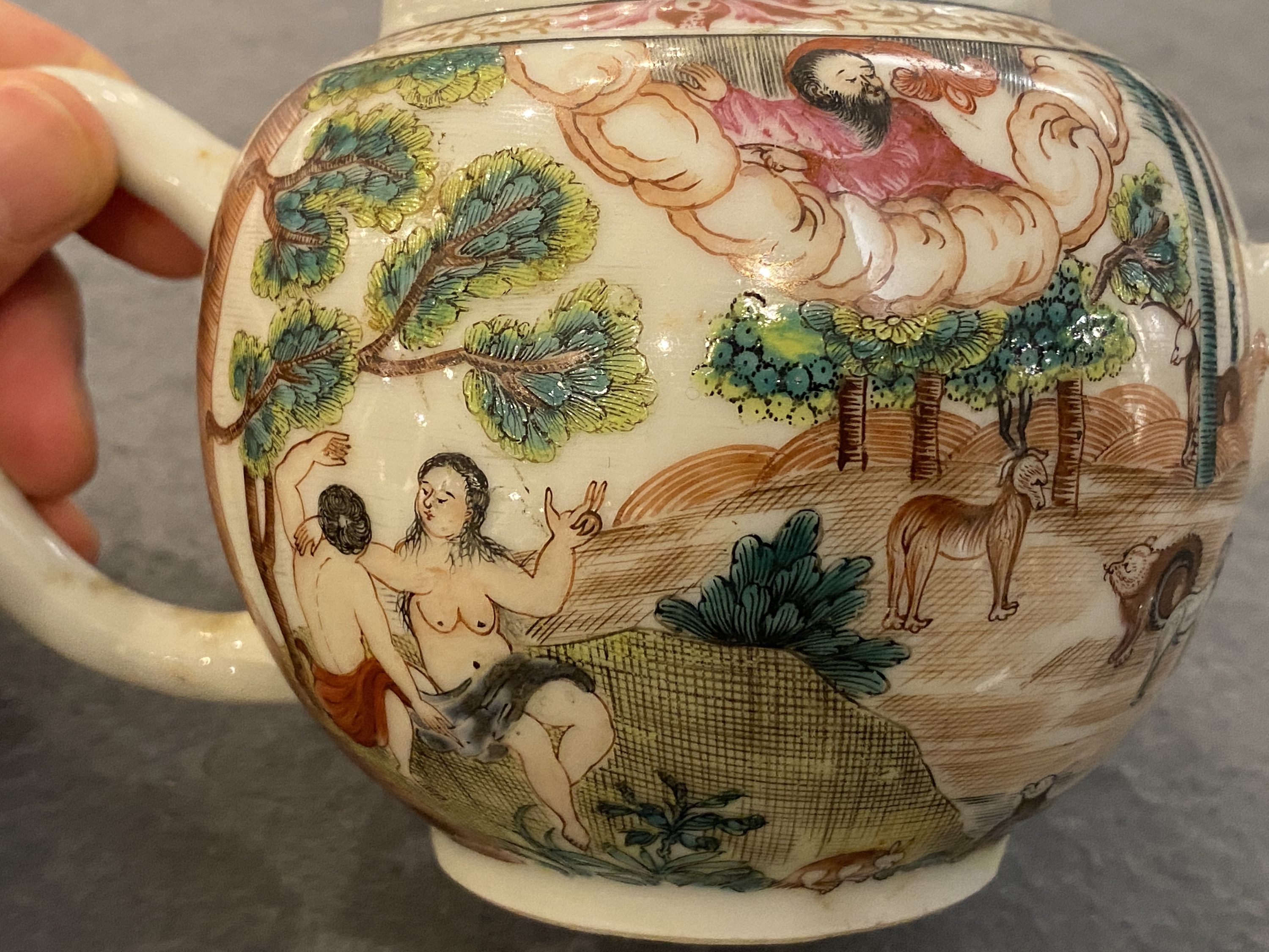 A rare Chinese famille rose 'Adam and Eve' teapot and cover, Qianlong - Image 14 of 28