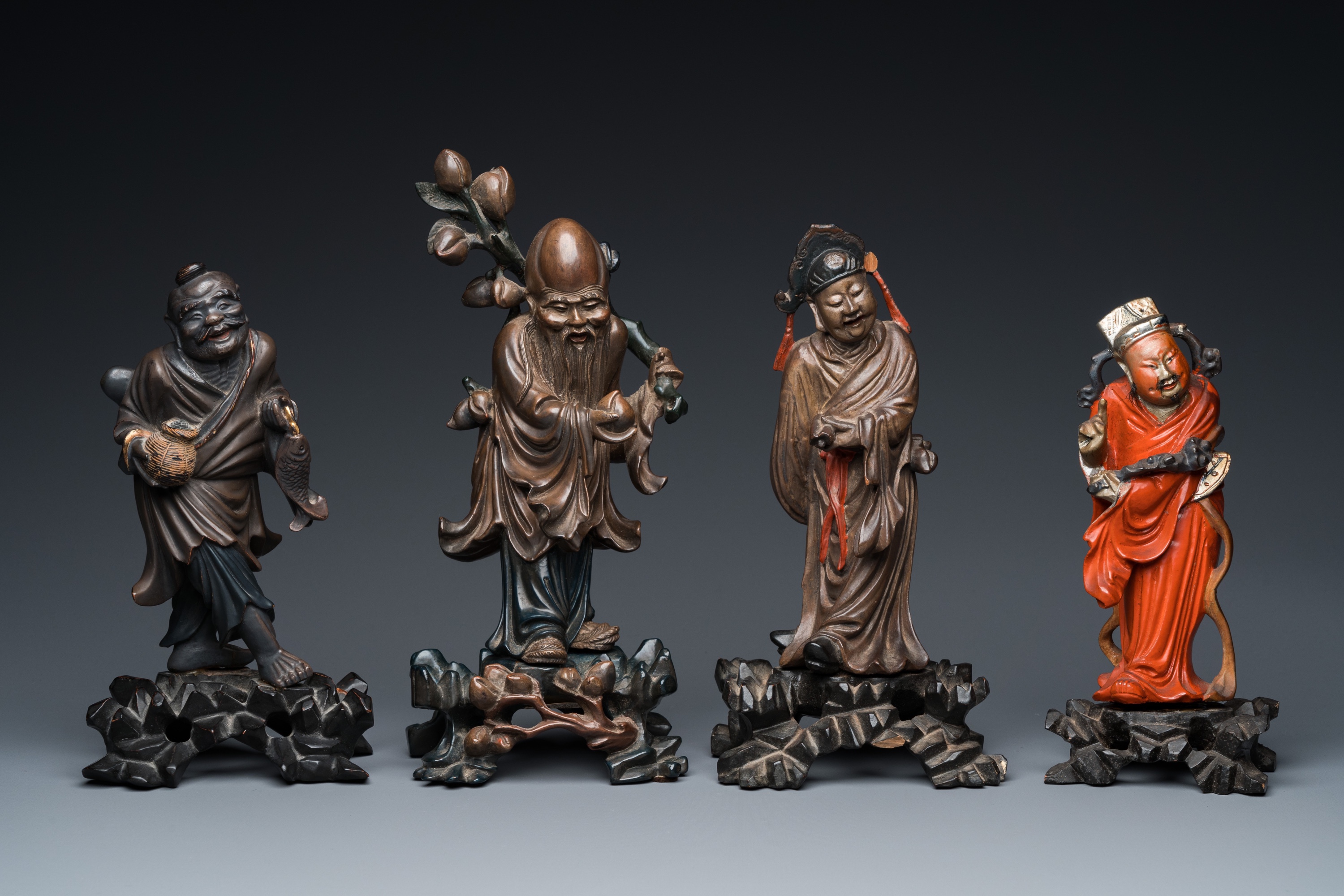 Four Chinese Fuzhou or Foochow lacquer figures, 19/20th C. - Image 2 of 7