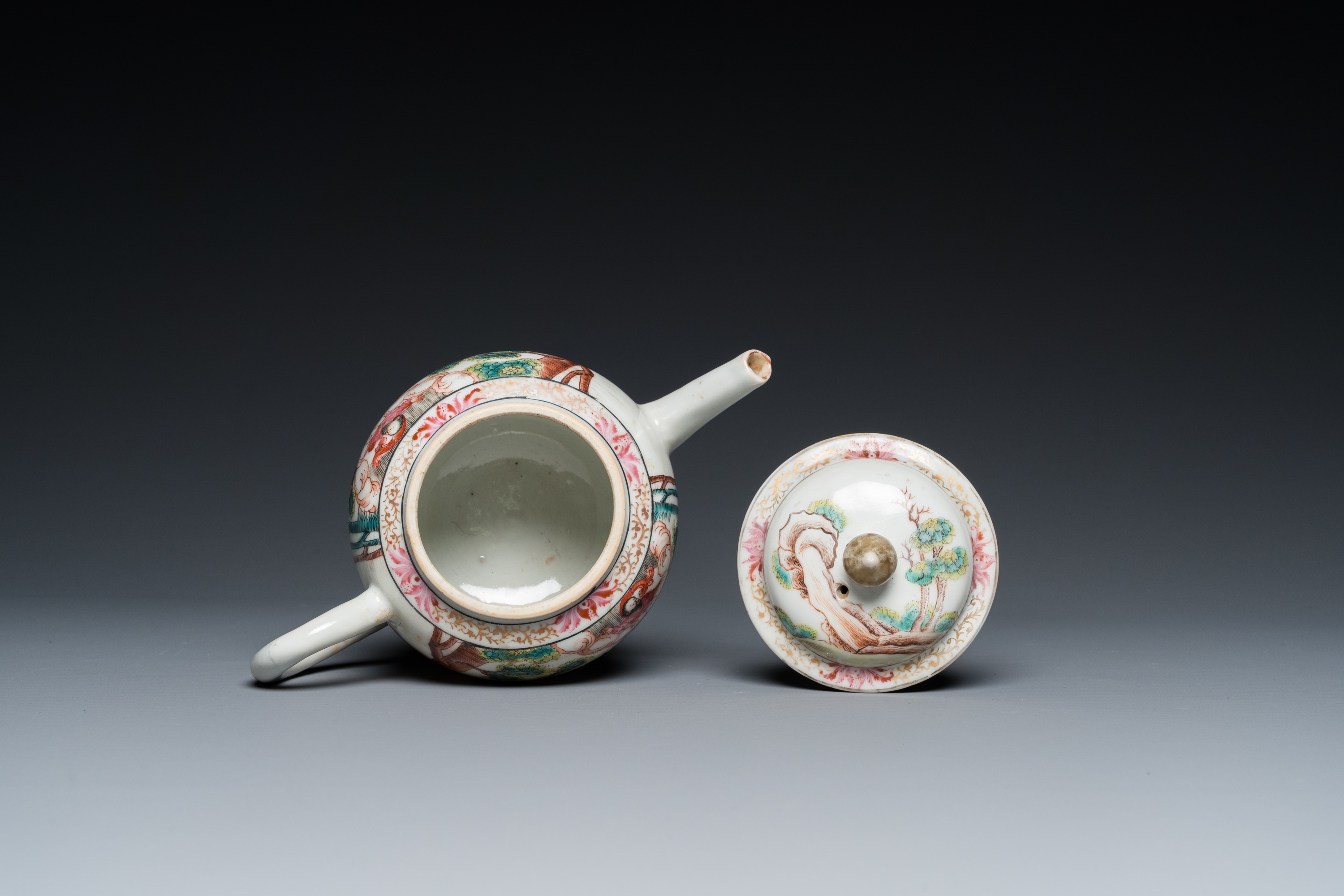 A rare Chinese famille rose 'Adam and Eve' teapot and cover, Qianlong - Image 6 of 28