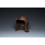 An Italian iron 'bascinet' helmet, 19th C. or older