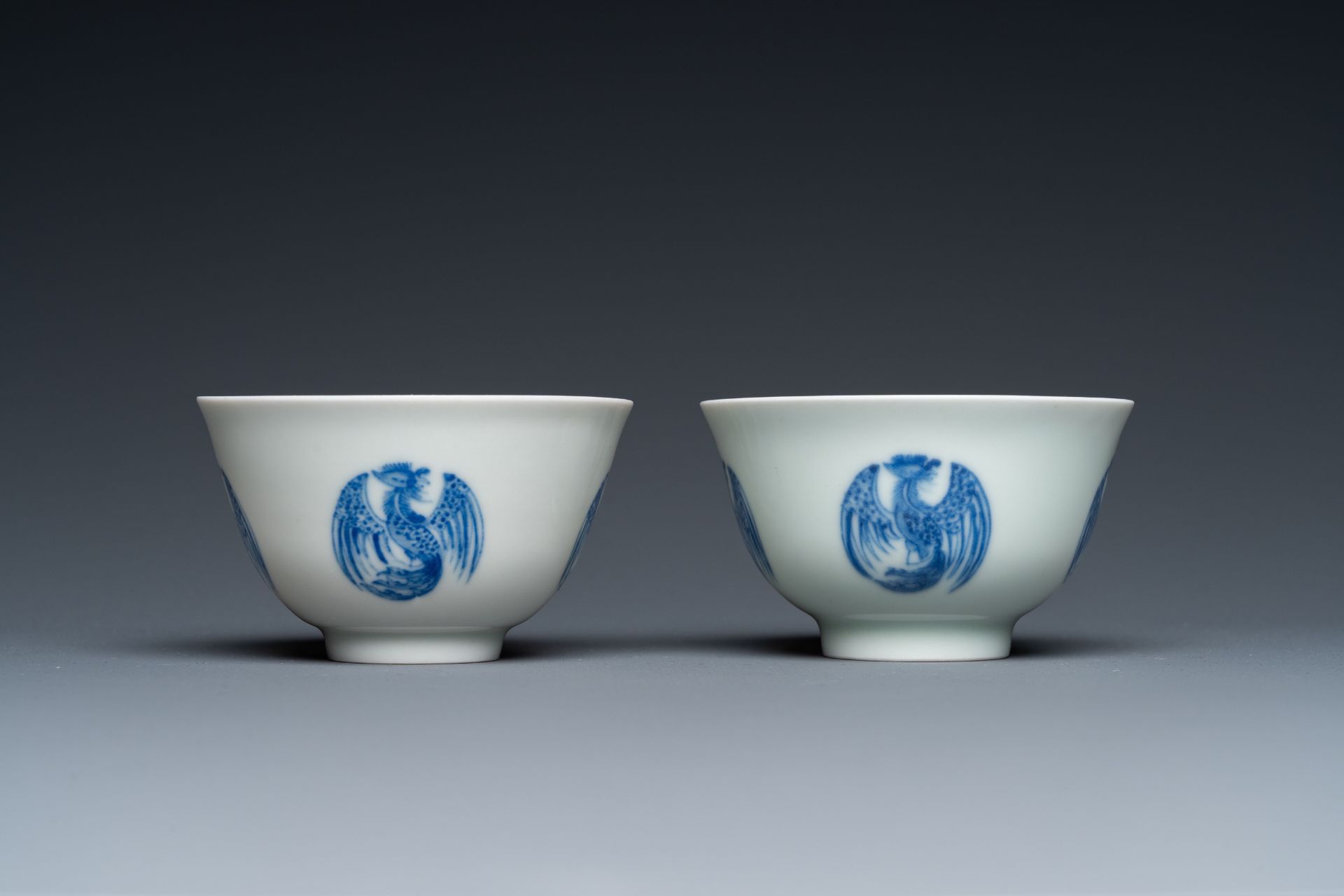 A pair of Chinese blue and white cups, Daoguang mark, 19/20th C. - Image 2 of 17