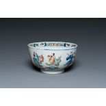 A Chinese famille verte 'immortals' bowl, Chenghua mark, 19/20th C.