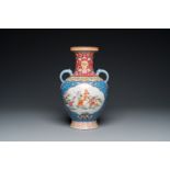 A Chinese famille rose 'playing boys' vase, Qianlong mark, Republic