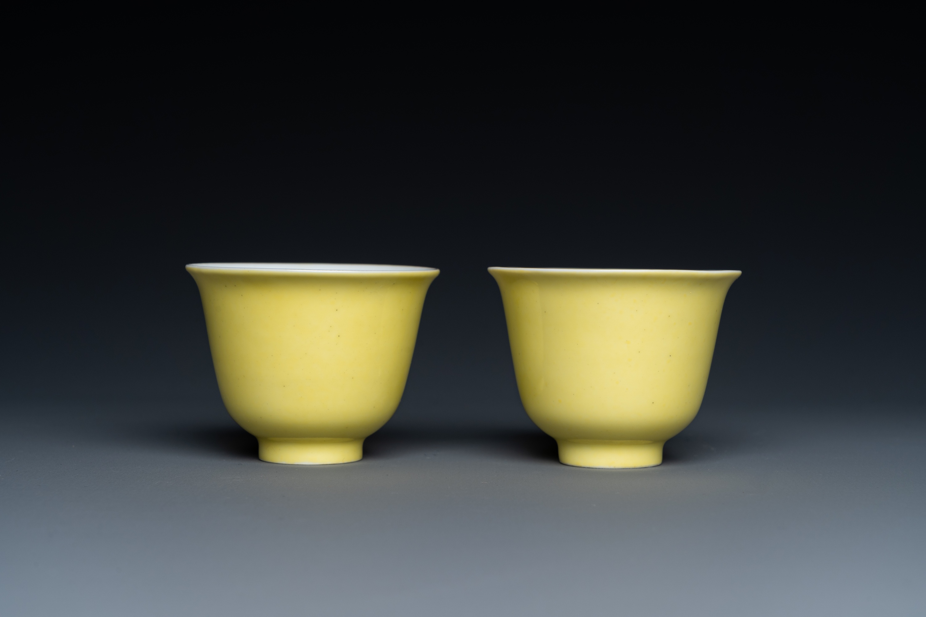 A pair of Chinese yellow-glazed wine cups, Guangxu mark, 20th C. - Image 3 of 12