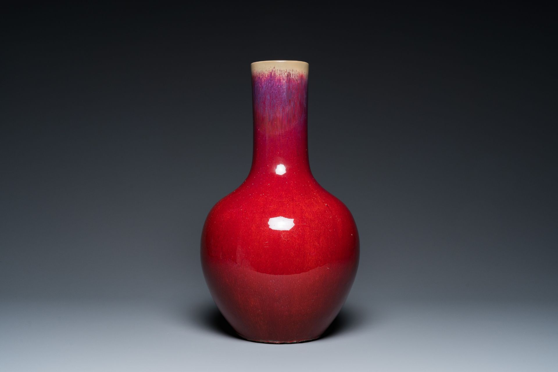 A Chinese flambŽ-glazed bottle vase, 19th C.