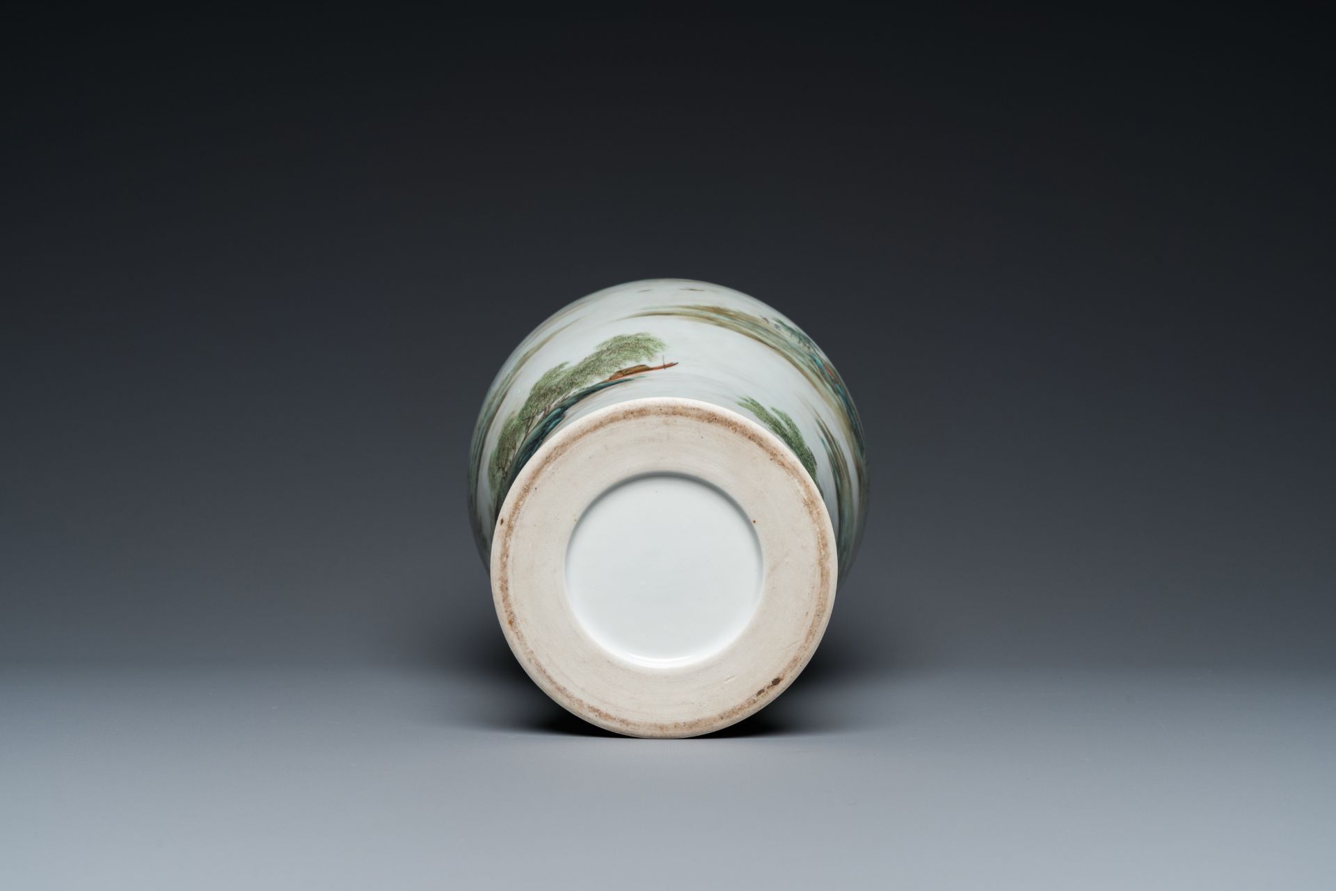 A Chinese famille verte 'meiping' vase with a fine landscape, Republic - Image 6 of 6