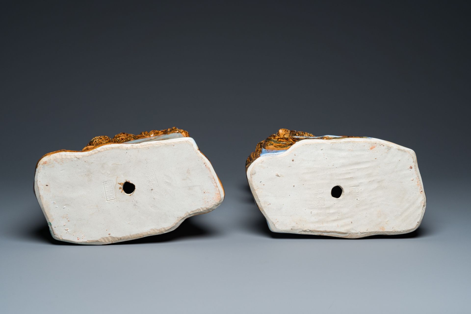 Two Chinese decorative faux bois ornaments, '1200 Years Jingdezheng', dated 2004 - Image 7 of 7