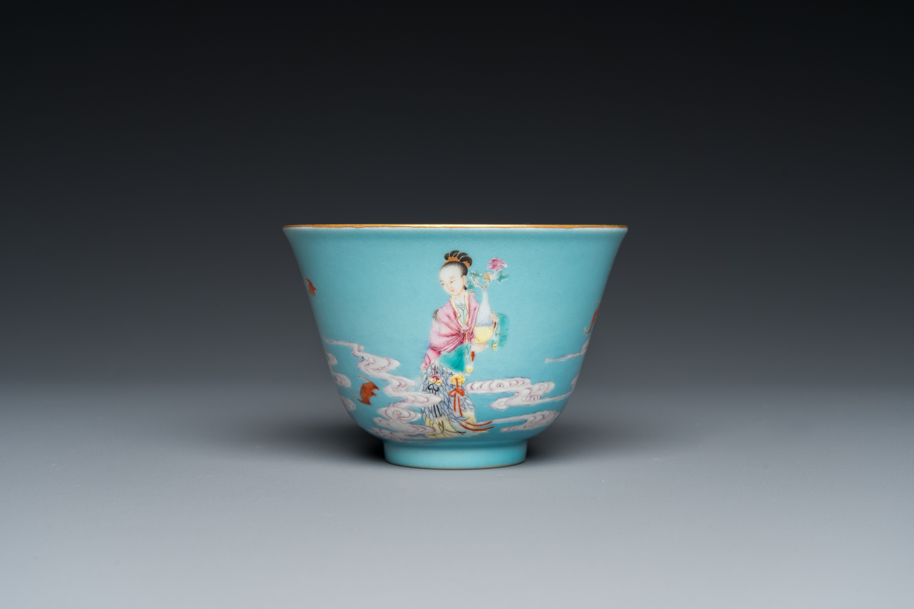 A fine Chinese turquoise-ground famille rose bowl, Yongzheng mark and possibly of the period - Image 3 of 23