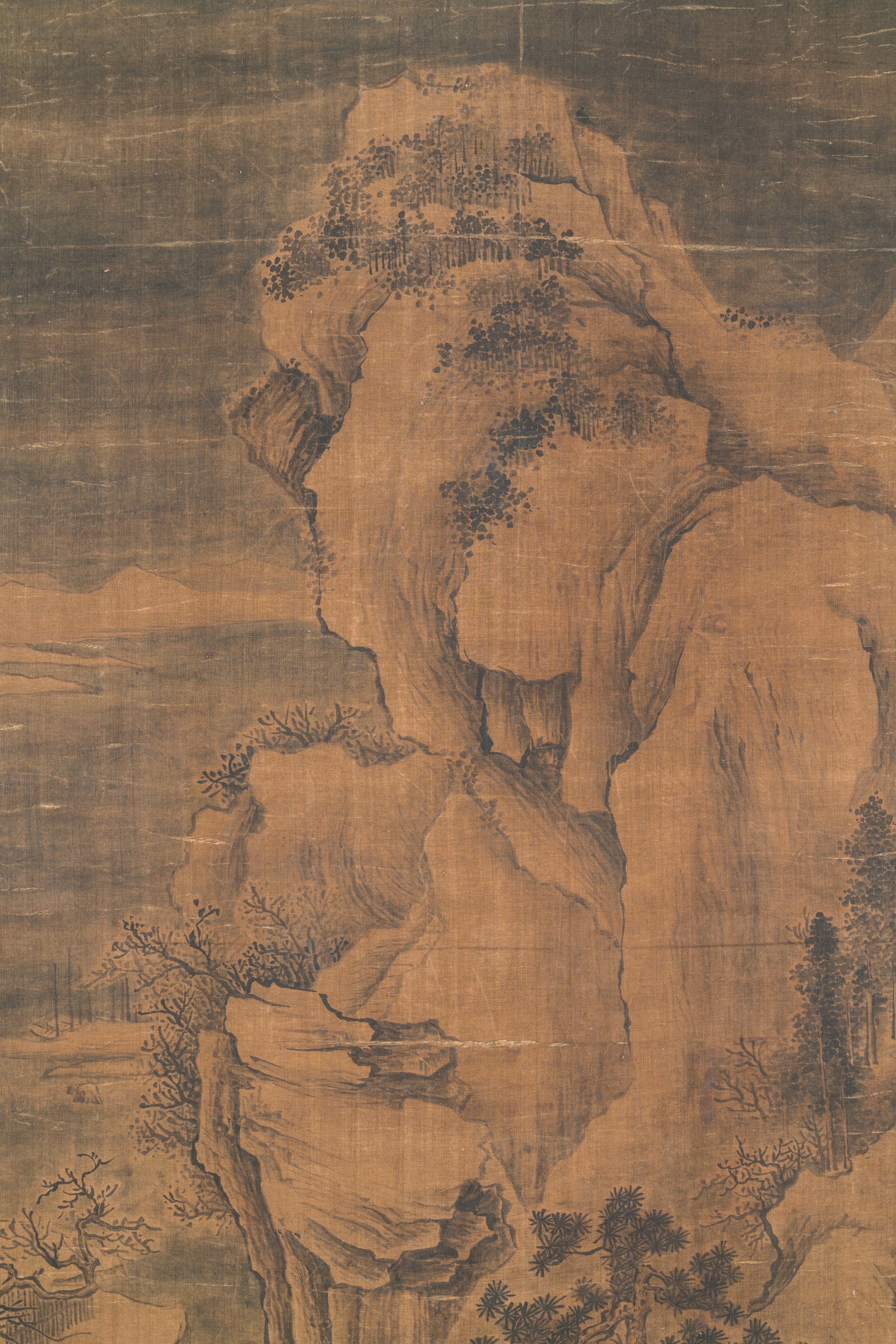 Chinese school: 'Landscape with a scholar and his servants', ink and colour on silk, Ming - Image 3 of 7