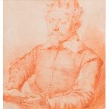 Cornelis Visscher II (1628-1658, attr. to): 'Portrait of a king', red chalk on paper