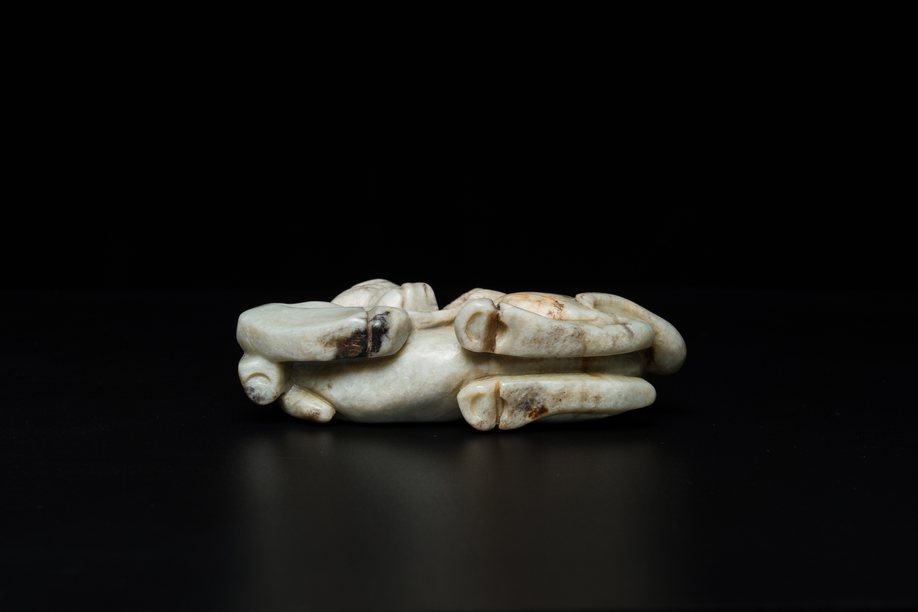 A Chinese greyish green jade 'horse and monkey' carving, probably Ming - Image 6 of 14