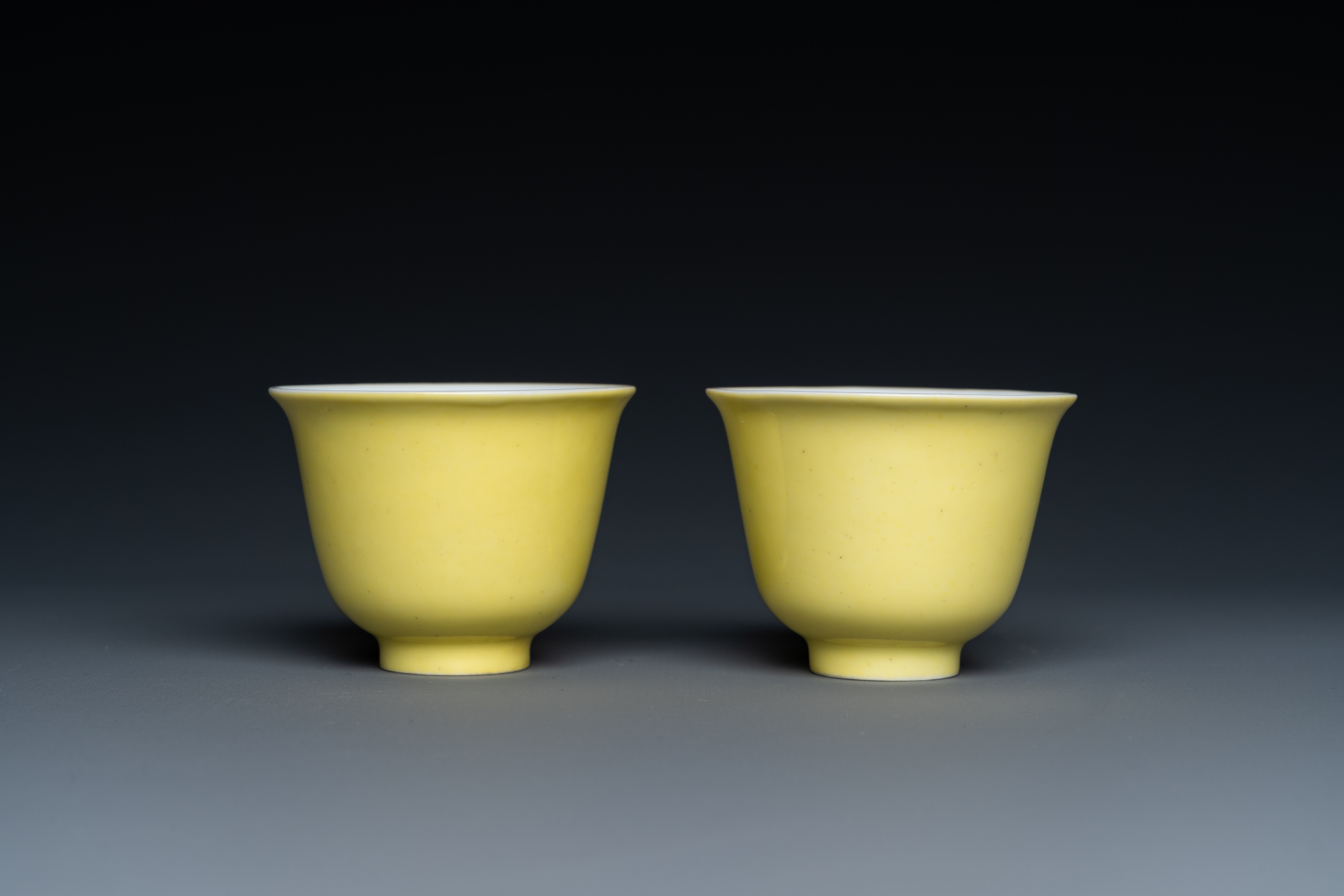 A pair of Chinese yellow-glazed wine cups, Guangxu mark, 20th C. - Image 4 of 12