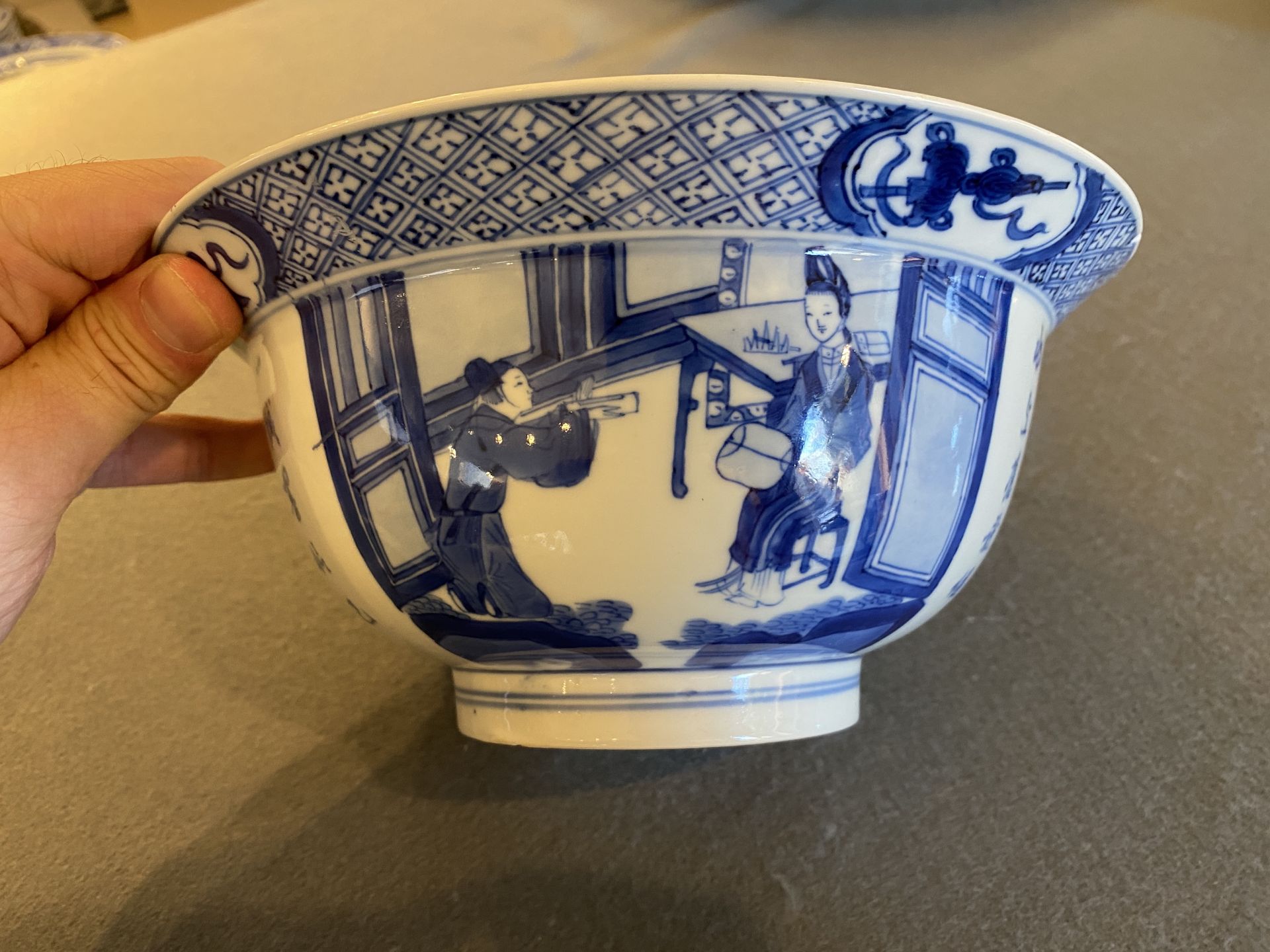 A Chinese blue and white 'poems' bowl, Kangxi mark and of the period - Image 11 of 25
