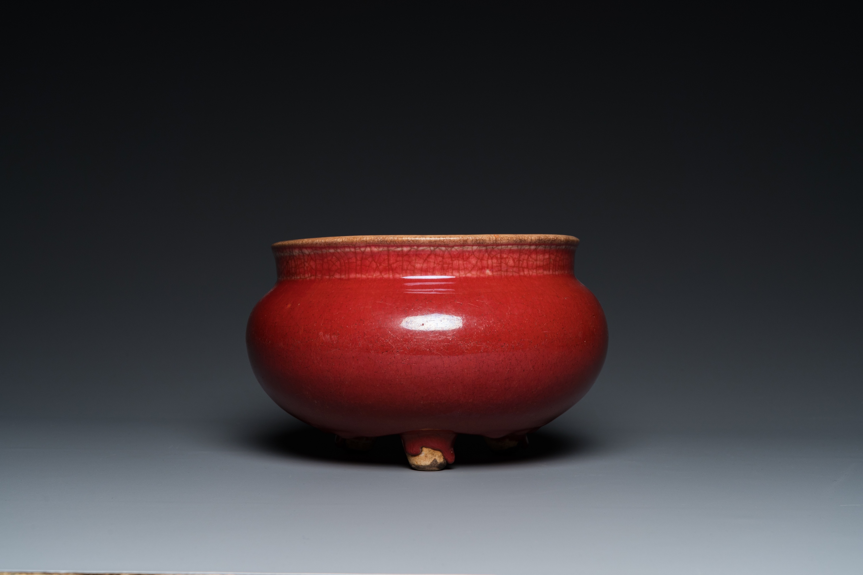 A Chinese sang-de-boeuf-glazed tripod censer, 18/19th C. - Image 3 of 7